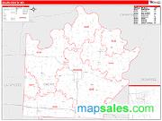 Saline County, MO <br /> Wall Map <br /> Zip Code <br /> Red Line Style 2024 Map