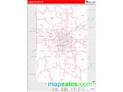 Lancaster County, NE <br /> Wall Map <br /> Zip Code <br /> Red Line Style 2024 Map