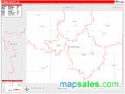 Pawnee County, NE <br /> Wall Map <br /> Zip Code <br /> Red Line Style 2024 Map
