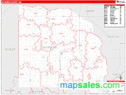 Saunders County, NE <br /> Wall Map <br /> Zip Code <br /> Red Line Style 2024 Map