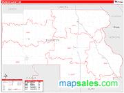 Thurston County, NE <br /> Wall Map <br /> Zip Code <br /> Red Line Style 2024 Map