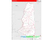 Coos County, NH <br /> Wall Map <br /> Zip Code <br /> Red Line Style 2024 Map