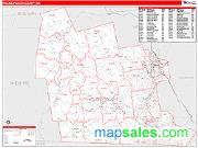 Hillsborough County, NH <br /> Wall Map <br /> Zip Code <br /> Red Line Style 2024 Map