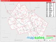 Merrimack County, NH <br /> Wall Map <br /> Zip Code <br /> Red Line Style 2024 Map