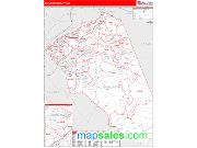 Burlington County, NJ <br /> Wall Map <br /> Zip Code <br /> Red Line Style 2024 Map