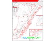 Cape May County, NJ <br /> Wall Map <br /> Zip Code <br /> Red Line Style 2024 Map