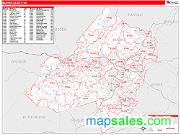 Morris County, NJ <br /> Wall Map <br /> Zip Code <br /> Red Line Style 2024 Map