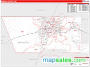 Bernalillo County, NM <br /> Wall Map <br /> Zip Code <br /> Red Line Style 2024 Map