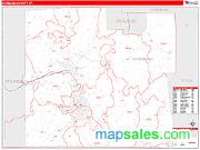 Chemung County, NY <br /> Wall Map <br /> Zip Code <br /> Red Line Style 2024 Map