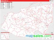 Greene County, NY <br /> Wall Map <br /> Zip Code <br /> Red Line Style 2024 Map