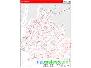 Kings County, NY <br /> Wall Map <br /> Zip Code <br /> Red Line Style 2024 Map