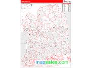 Nassau County, NY <br /> Wall Map <br /> Zip Code <br /> Red Line Style 2024 Map