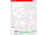 Saratoga County, NY <br /> Wall Map <br /> Zip Code <br /> Red Line Style 2024 Map