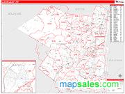 Ulster County, NY <br /> Wall Map <br /> Zip Code <br /> Red Line Style 2024 Map