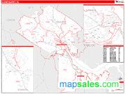 Craven County, NC <br /> Wall Map <br /> Zip Code <br /> Red Line Style 2024 Map