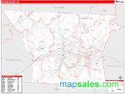 Gaston County, NC <br /> Wall Map <br /> Zip Code <br /> Red Line Style 2024 Map