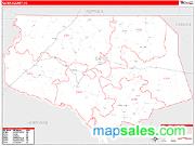 Gates County, NC <br /> Wall Map <br /> Zip Code <br /> Red Line Style 2024 Map