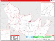 Martin County, NC <br /> Wall Map <br /> Zip Code <br /> Red Line Style 2024 Map