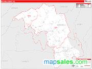 Mitchell County, NC <br /> Wall Map <br /> Zip Code <br /> Red Line Style 2024 Map