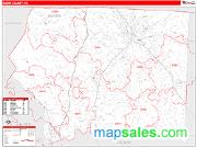 Surry County, NC <br /> Wall Map <br /> Zip Code <br /> Red Line Style 2024 Map