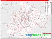 Wake County, NC <br /> Wall Map <br /> Zip Code <br /> Red Line Style 2024 Map
