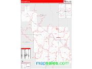Ward County, ND <br /> Wall Map <br /> Zip Code <br /> Red Line Style 2024 Map