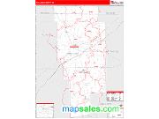 Ashland County, OH <br /> Wall Map <br /> Zip Code <br /> Red Line Style 2024 Map