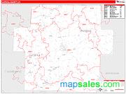Carroll County, OH <br /> Wall Map <br /> Zip Code <br /> Red Line Style 2024 Map