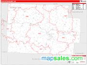 Coshocton County, OH <br /> Wall Map <br /> Zip Code <br /> Red Line Style 2024 Map