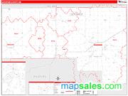 Defiance County, OH <br /> Wall Map <br /> Zip Code <br /> Red Line Style 2024 Map