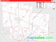 Delaware County, OH <br /> Wall Map <br /> Zip Code <br /> Red Line Style 2024 Map