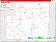 Shelby County, OH <br /> Wall Map <br /> Zip Code <br /> Red Line Style 2024 Map