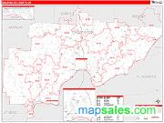 Washington County, OH <br /> Wall Map <br /> Zip Code <br /> Red Line Style 2024 Map