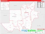 Jackson County, OK <br /> Wall Map <br /> Zip Code <br /> Red Line Style 2024 Map