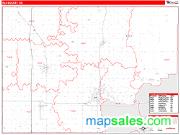 Kay County, OK <br /> Wall Map <br /> Zip Code <br /> Red Line Style 2024 Map