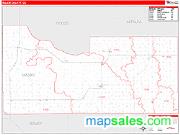 Major County, OK <br /> Wall Map <br /> Zip Code <br /> Red Line Style 2024 Map