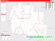 Tillman County, OK <br /> Wall Map <br /> Zip Code <br /> Red Line Style 2024 Map