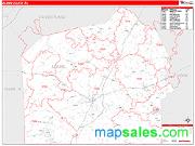 Adams County, PA <br /> Wall Map <br /> Zip Code <br /> Red Line Style 2024 Map