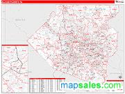 Allegheny County, PA <br /> Wall Map <br /> Zip Code <br /> Red Line Style 2024 Map