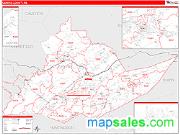 Centre County, PA <br /> Wall Map <br /> Zip Code <br /> Red Line Style 2024 Map