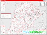 Chester County, PA <br /> Wall Map <br /> Zip Code <br /> Red Line Style 2024 Map