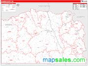 Greene County, PA <br /> Wall Map <br /> Zip Code <br /> Red Line Style 2024 Map