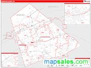 Lebanon County, PA <br /> Wall Map <br /> Zip Code <br /> Red Line Style 2024 Map