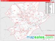 Monroe County, PA <br /> Wall Map <br /> Zip Code <br /> Red Line Style 2024 Map