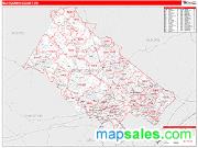 Montgomery County, PA <br /> Wall Map <br /> Zip Code <br /> Red Line Style 2024 Map