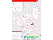 Northampton County, PA <br /> Wall Map <br /> Zip Code <br /> Red Line Style 2024 Map