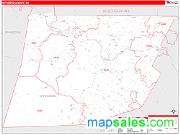 Wyoming County, PA <br /> Wall Map <br /> Zip Code <br /> Red Line Style 2024 Map