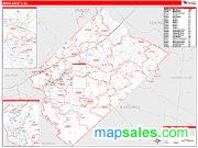 Aiken County, SC <br /> Wall Map <br /> Zip Code <br /> Red Line Style 2024 Map