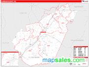 Clarendon County, SC <br /> Wall Map <br /> Zip Code <br /> Red Line Style 2024 Map