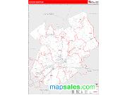 Kershaw County, SC <br /> Wall Map <br /> Zip Code <br /> Red Line Style 2024 Map